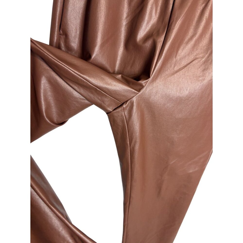 The Reset R Label High-Rise Vegan Leather Pant in Chestnut-sz Medium - Picture 8 of 11